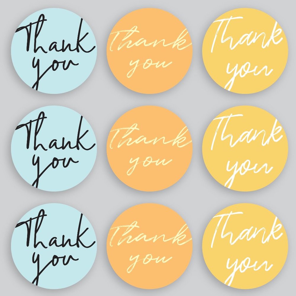 150 Thank You Stickers Pack GLOSSY